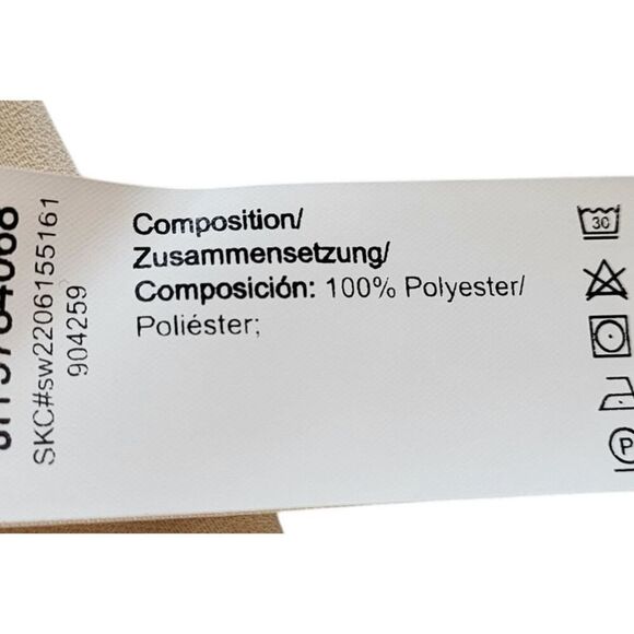 NEW MOTF X-Small Peach Beige Mock Neck Blouse Yoke Box Pleat Shirt tail Office - Picture 14 of 15